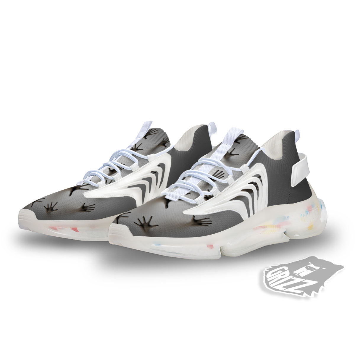 3D Scary Ghost Print White Gym Shoes-grizzshop
