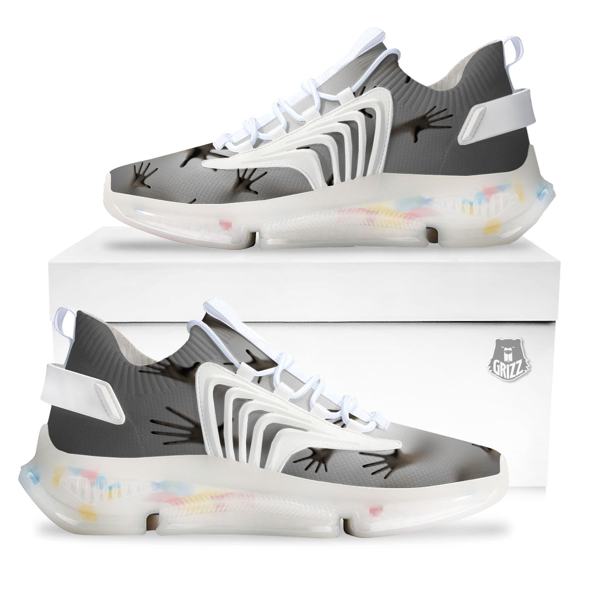 3D Scary Ghost Print White Gym Shoes-grizzshop