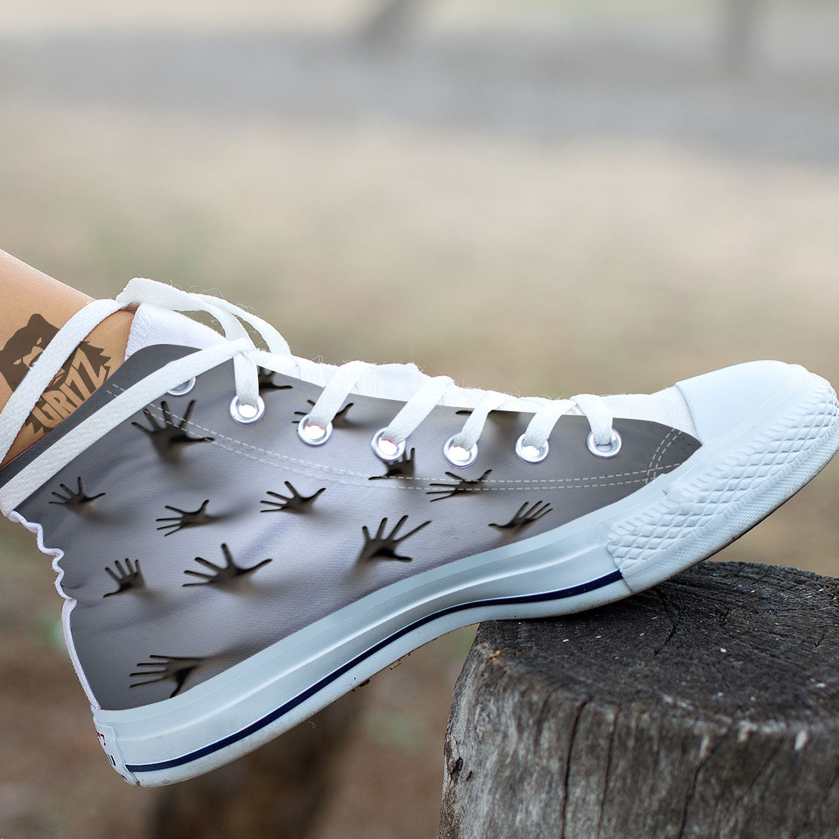 3D Scary Ghost Print White High Top Shoes-grizzshop