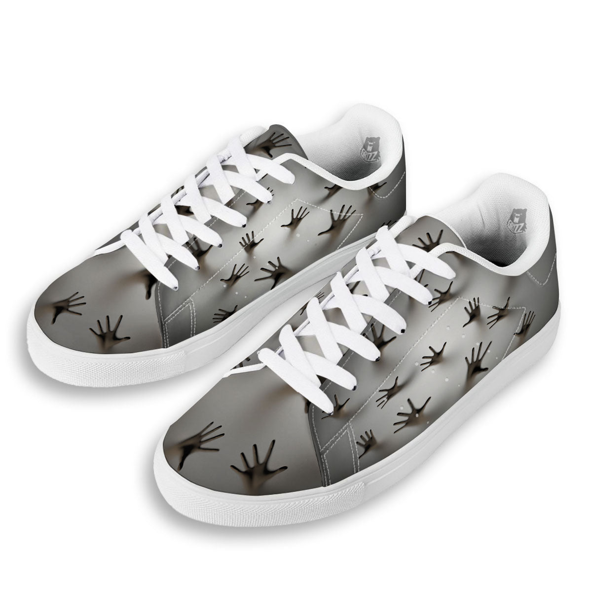 3D Scary Ghost Print White Low Top Sneakers-grizzshop