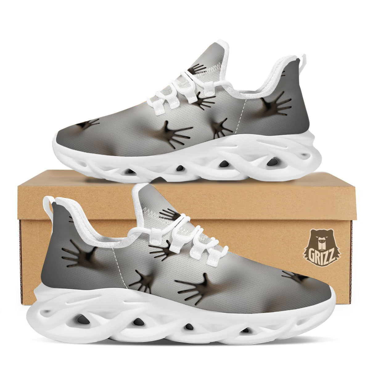 3D Scary Ghost Print White Running Shoes-grizzshop