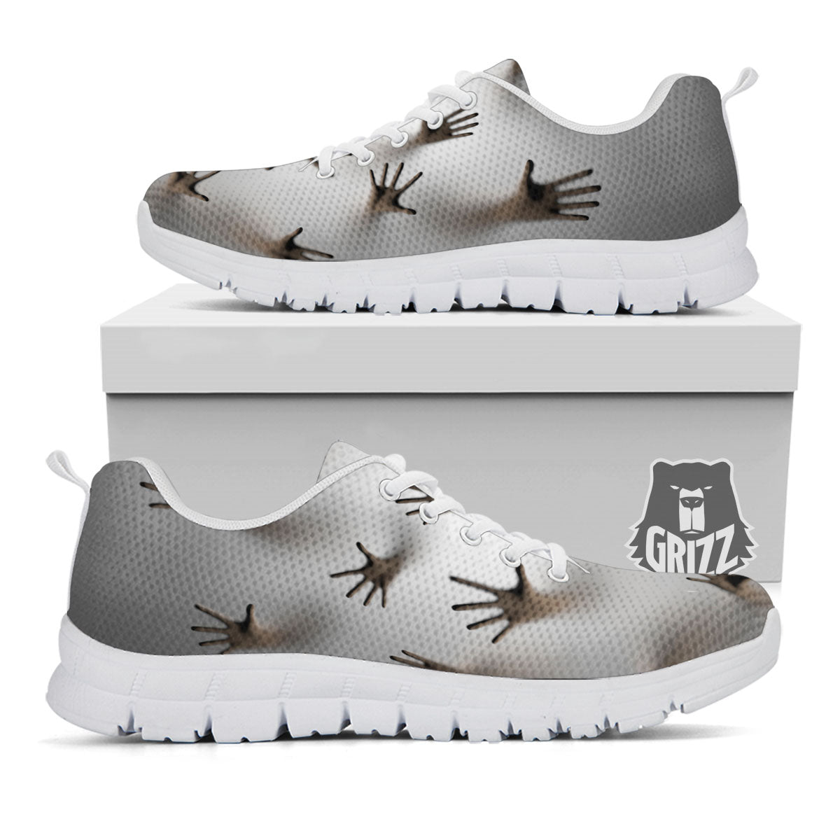 3D Scary Ghost Print White Sneaker-grizzshop