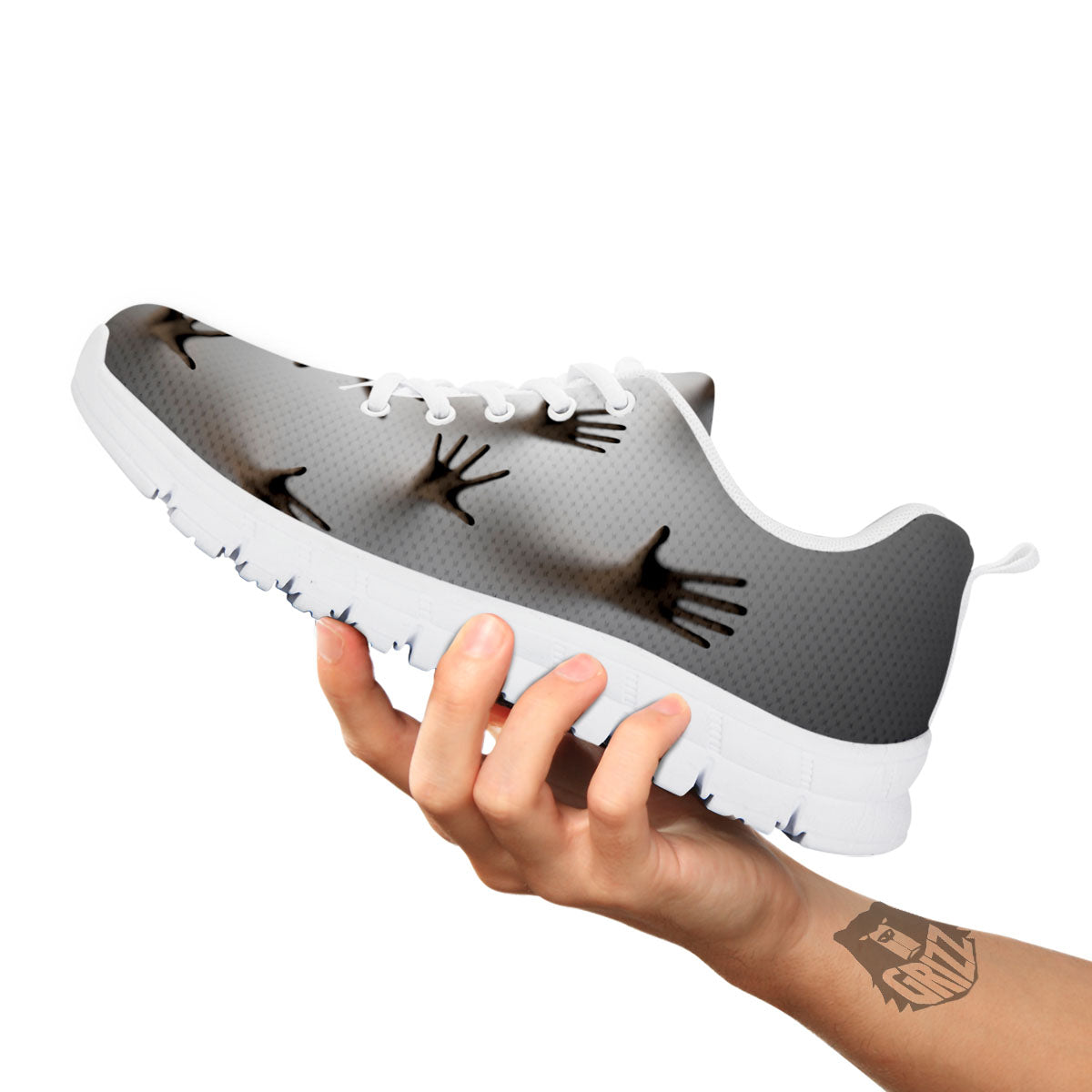 3D Scary Ghost Print White Sneaker-grizzshop