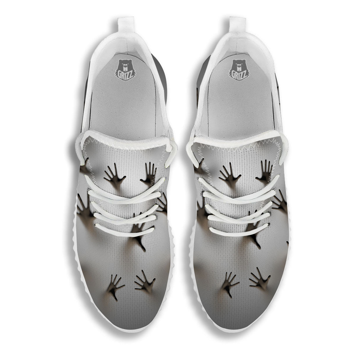 3D Scary Ghost Print White Walking Shoes-grizzshop