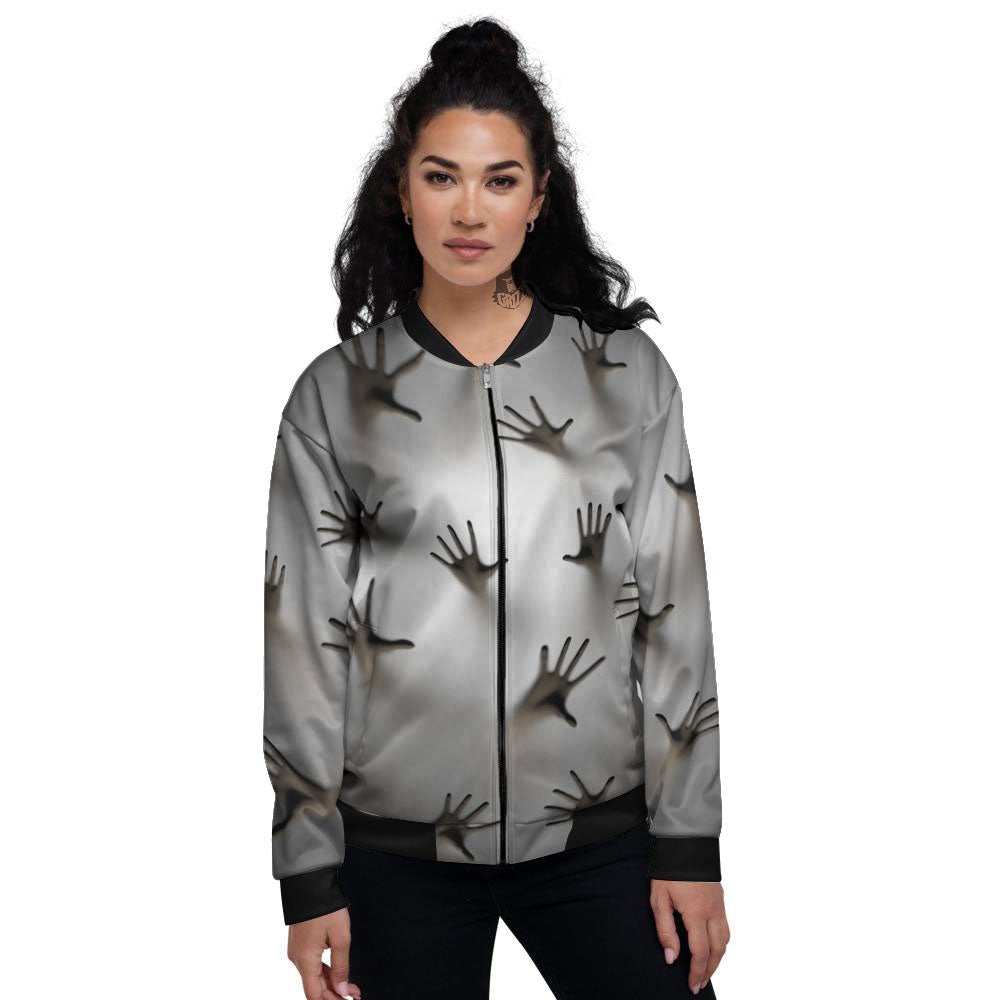 3D Scary Ghost Print Women's Bomber Jacket-grizzshop