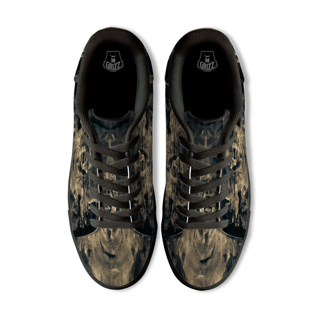3D Screaming Ghost Horror Print Black Low Top Sneakers-grizzshop