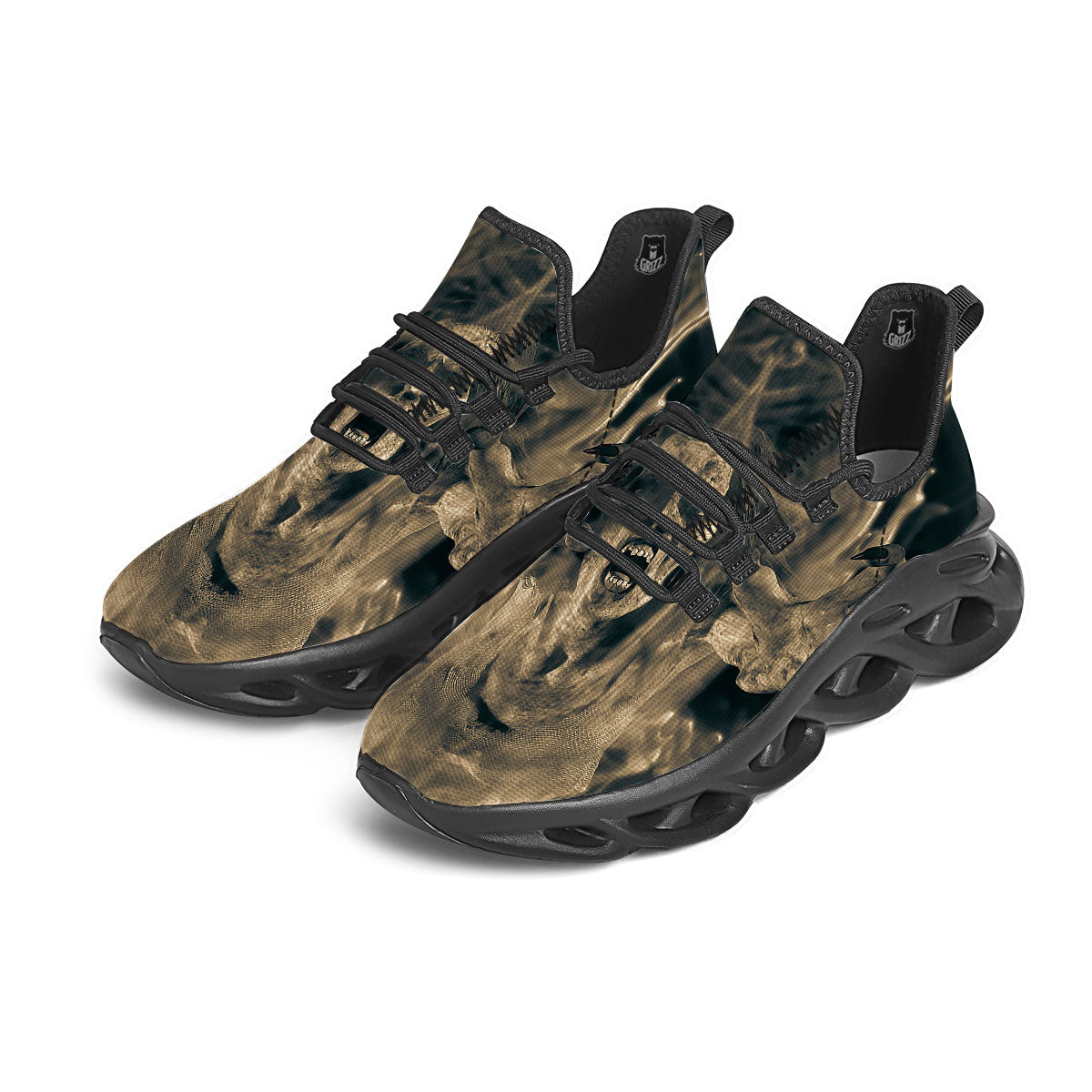 3D Screaming Ghost Horror Print Black Running Shoes-grizzshop