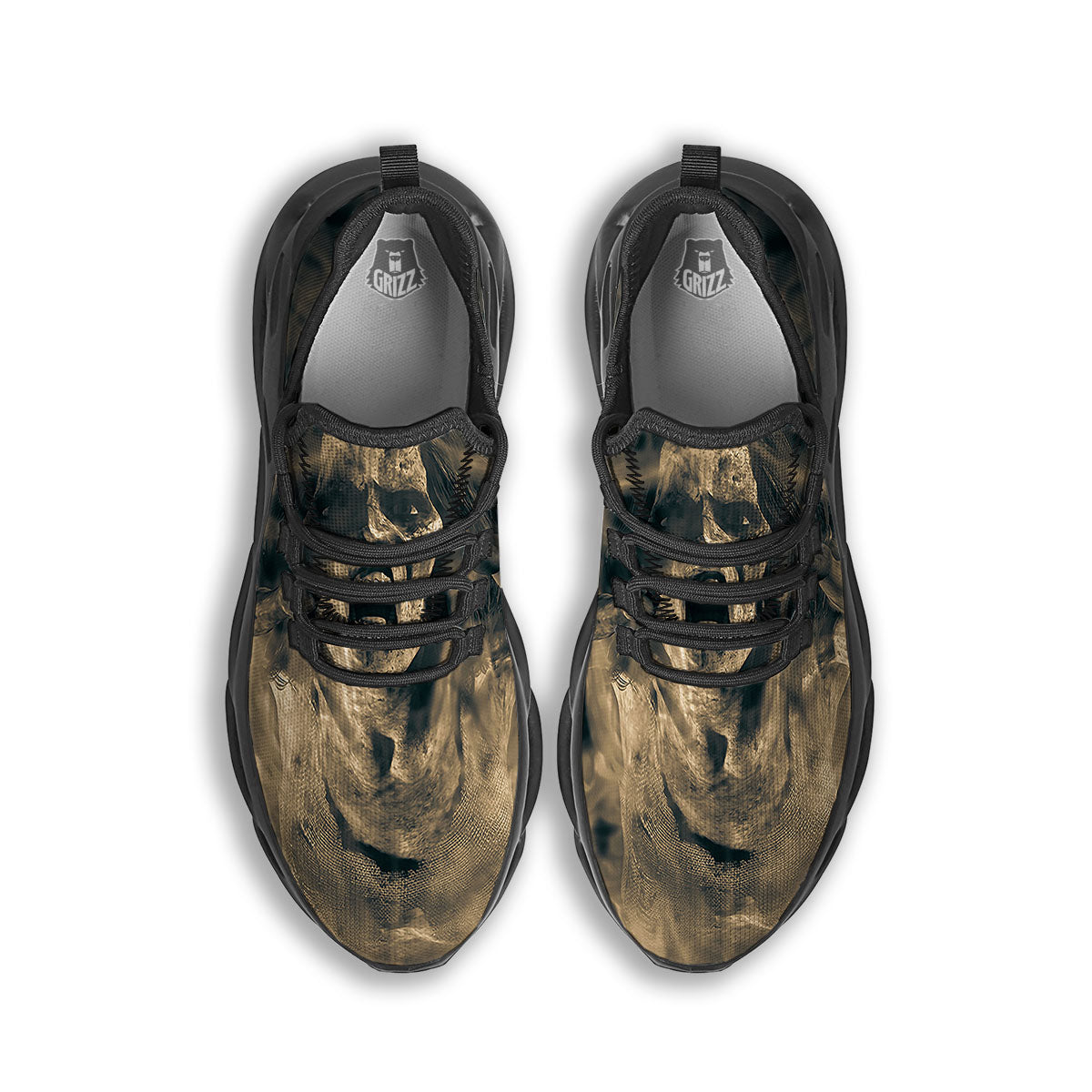 3D Screaming Ghost Horror Print Black Running Shoes-grizzshop