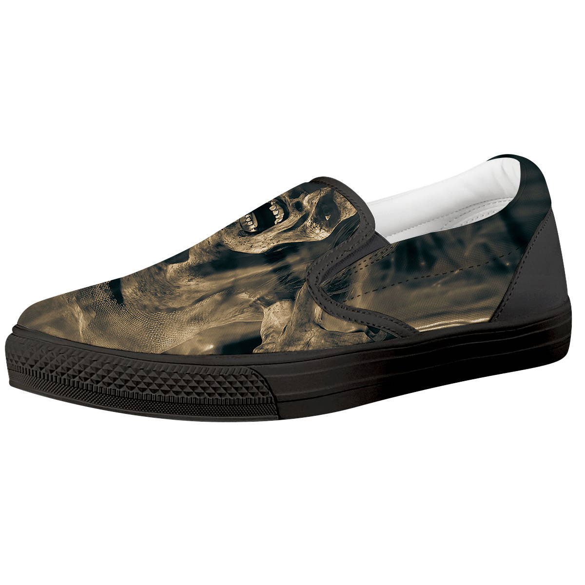 3D Screaming Ghost Horror Print Black Slip On Shoes-grizzshop