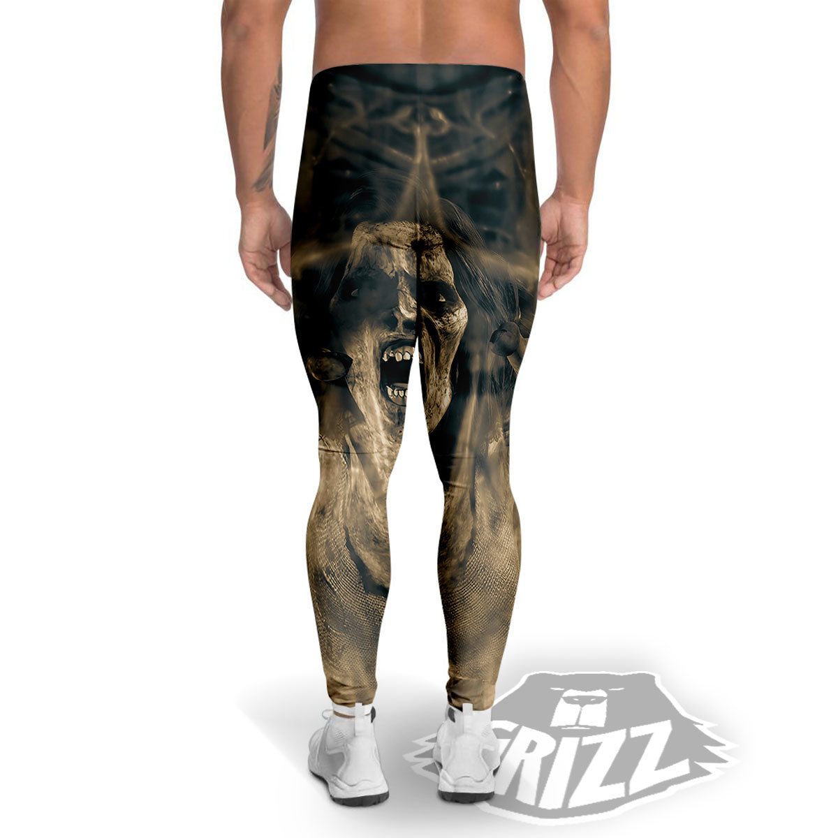 3D Screaming Ghost Horror Print Men's Leggings-grizzshop