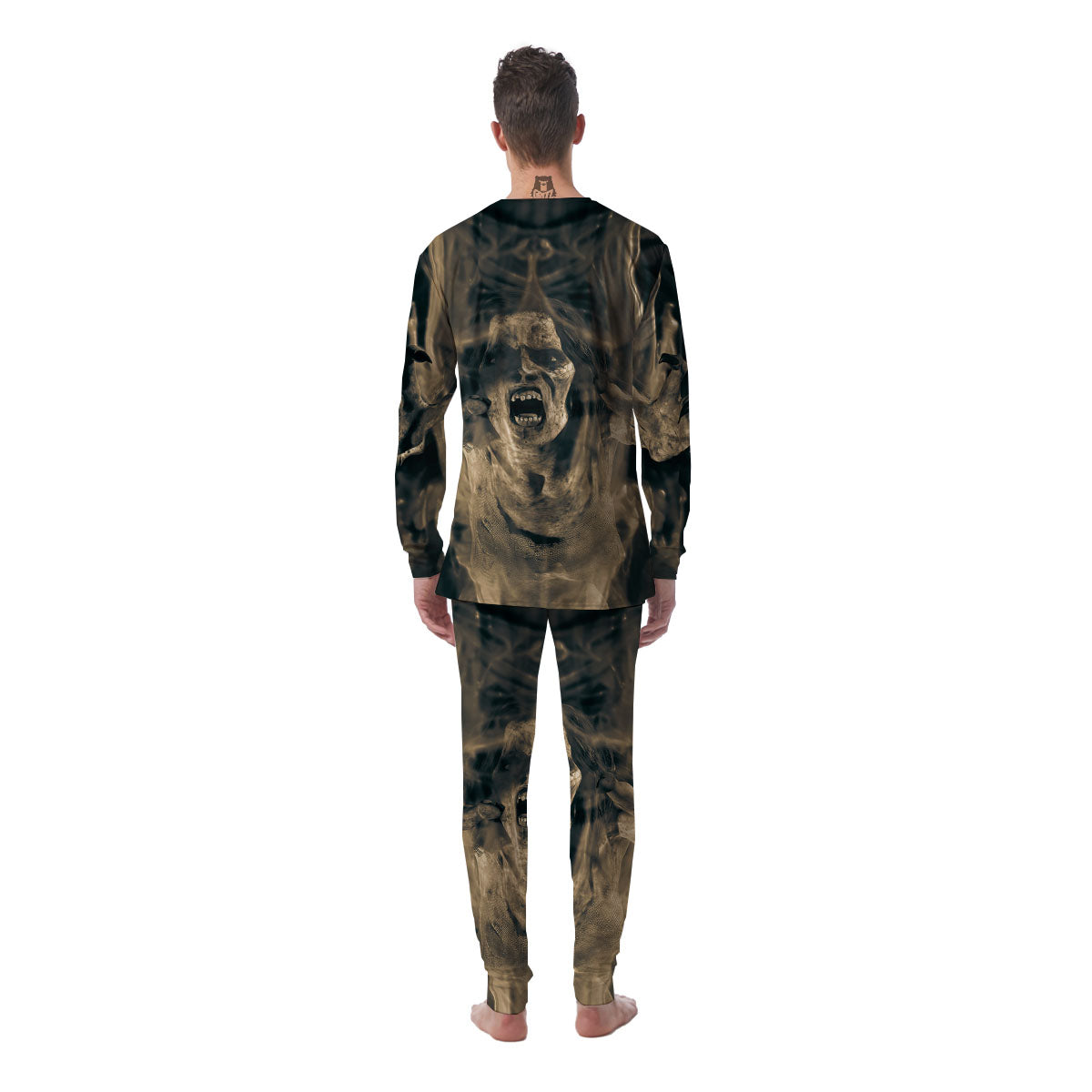 3D Screaming Ghost Horror Print Men's Pajamas-grizzshop