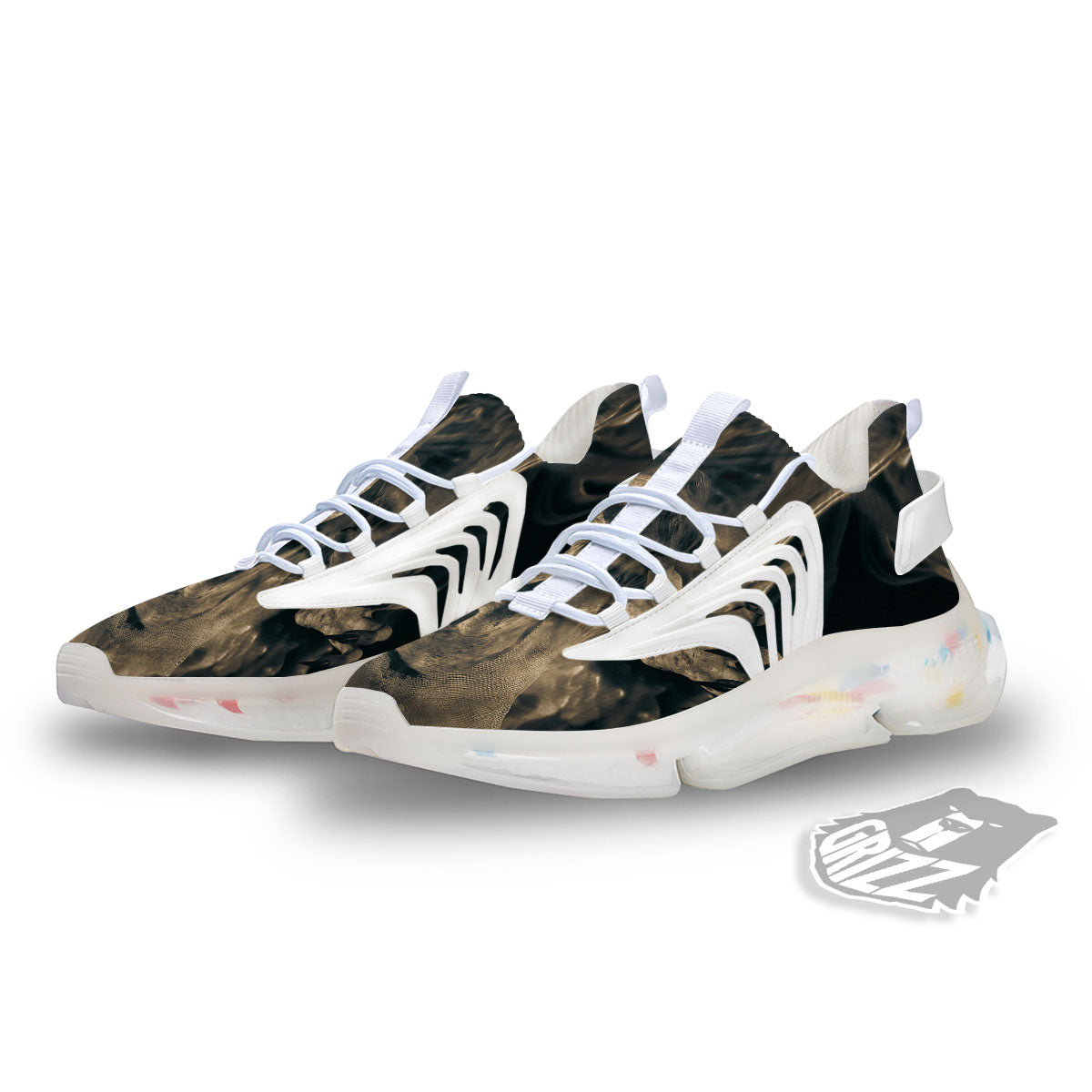 3D Screaming Ghost Horror Print White Gym Shoes-grizzshop