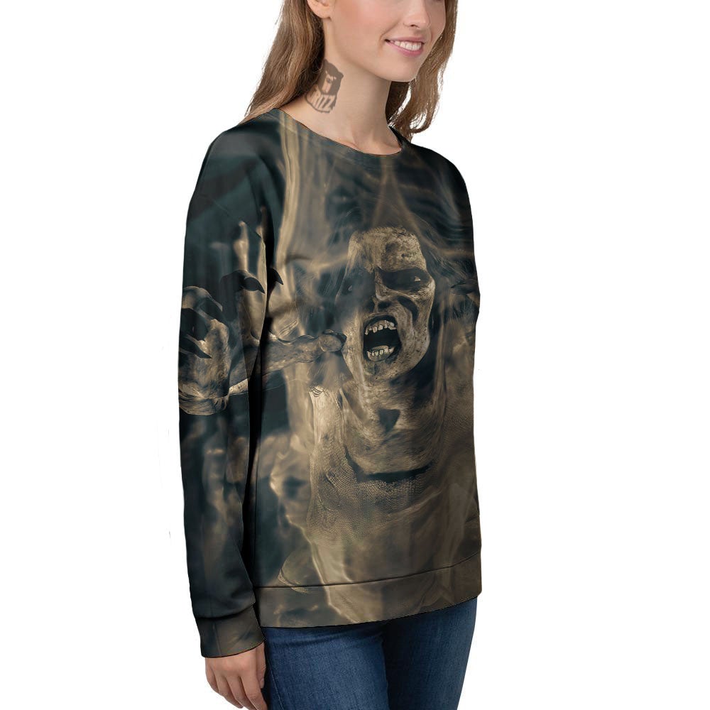 3D Screaming Ghost Horror Print Women's Sweatshirt-grizzshop