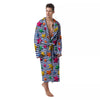 3D Stars And Blue Wave Print Pattern Men's Robe-grizzshop