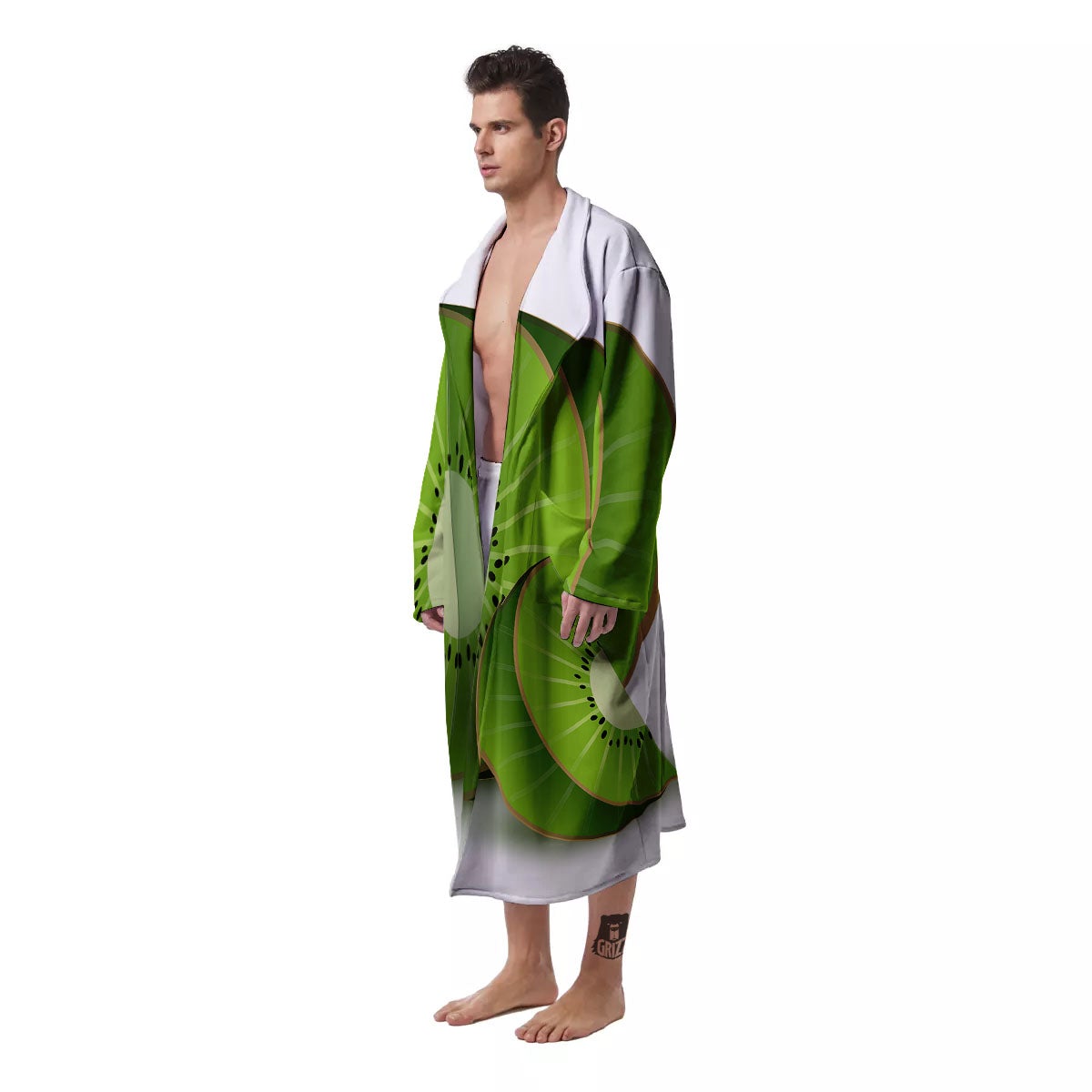 3D Kiwi Print Men's Robe-grizzshop