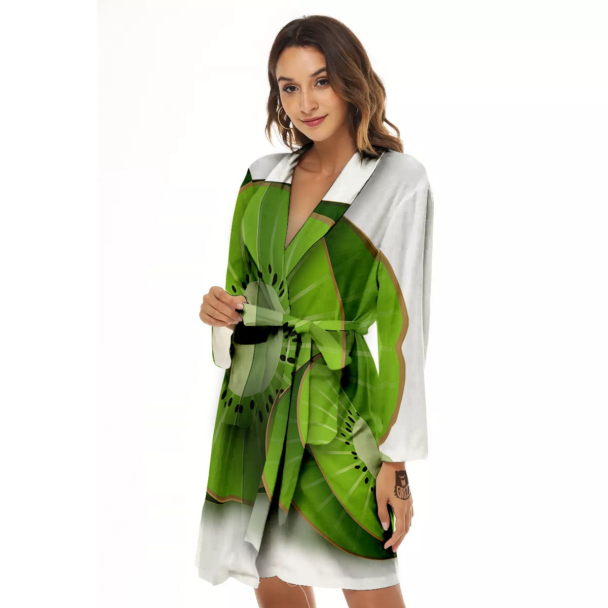3D Kiwi Print Women's Robe-grizzshop