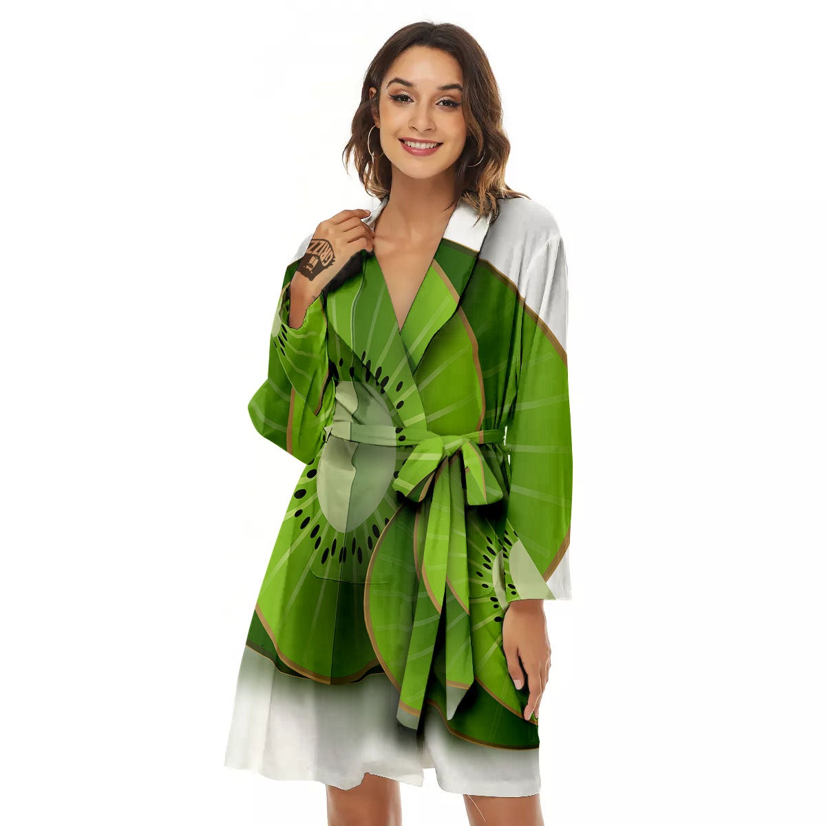 3D Kiwi Print Women's Robe-grizzshop