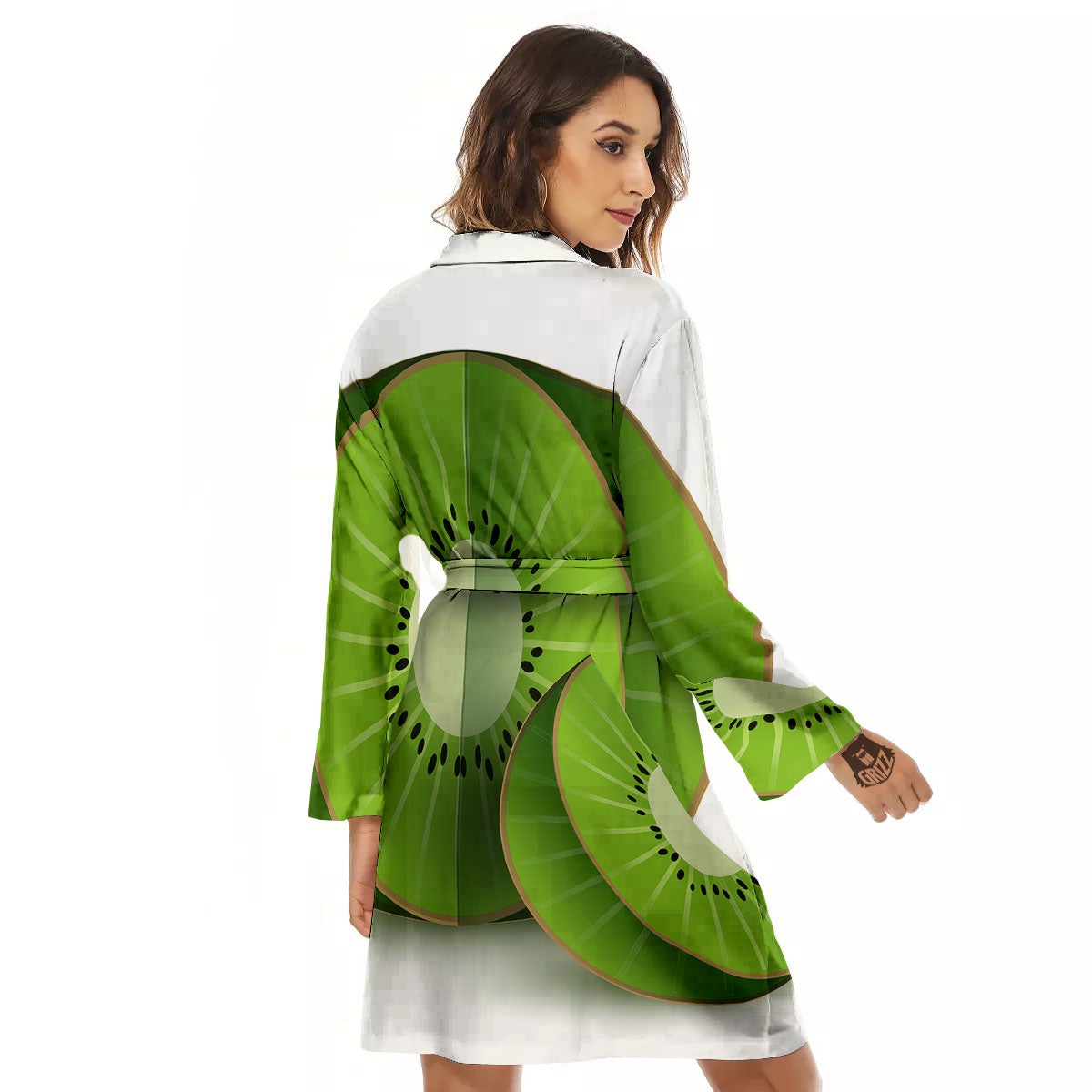 3D Kiwi Print Women's Robe-grizzshop
