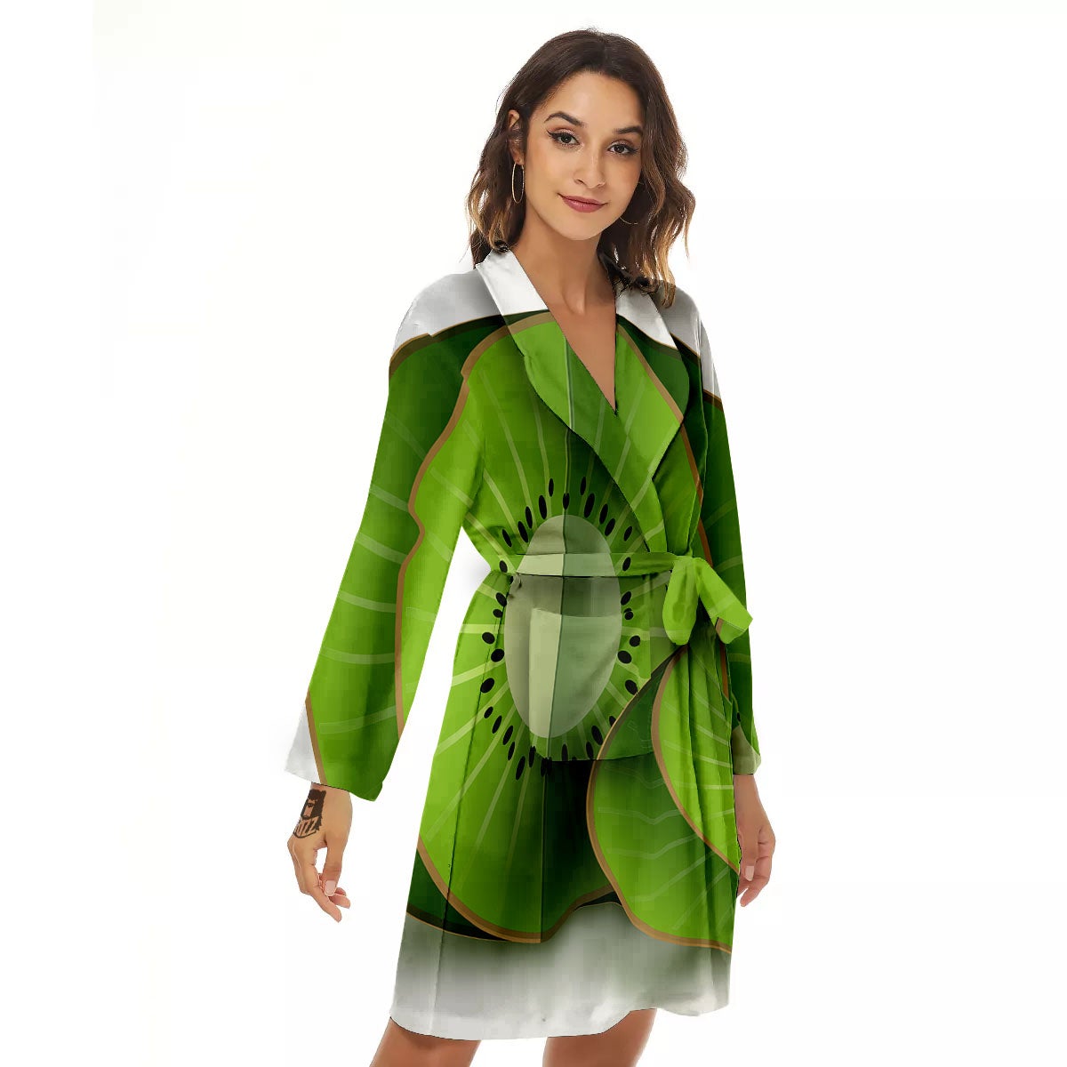 3D Kiwi Print Women's Robe-grizzshop