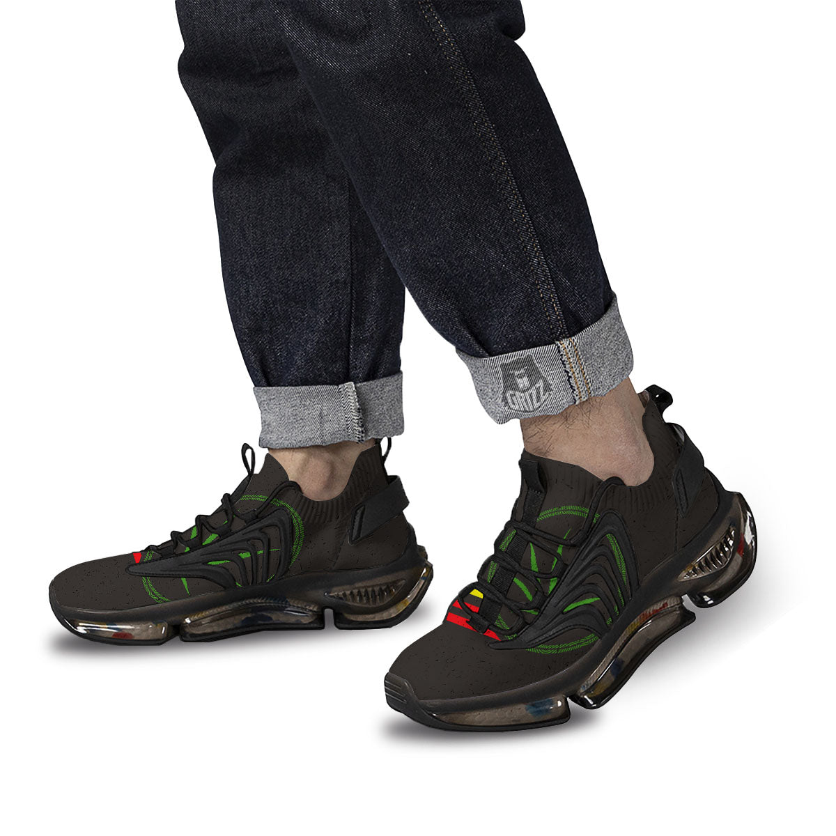420 Rasta Print Black Gym Shoes-grizzshop