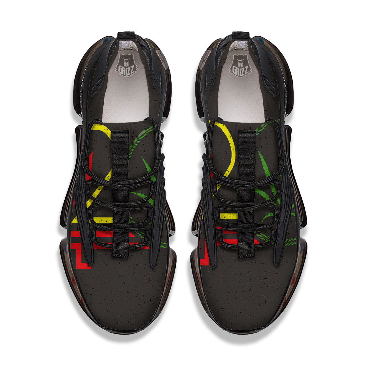 420 Rasta Print Black Gym Shoes-grizzshop
