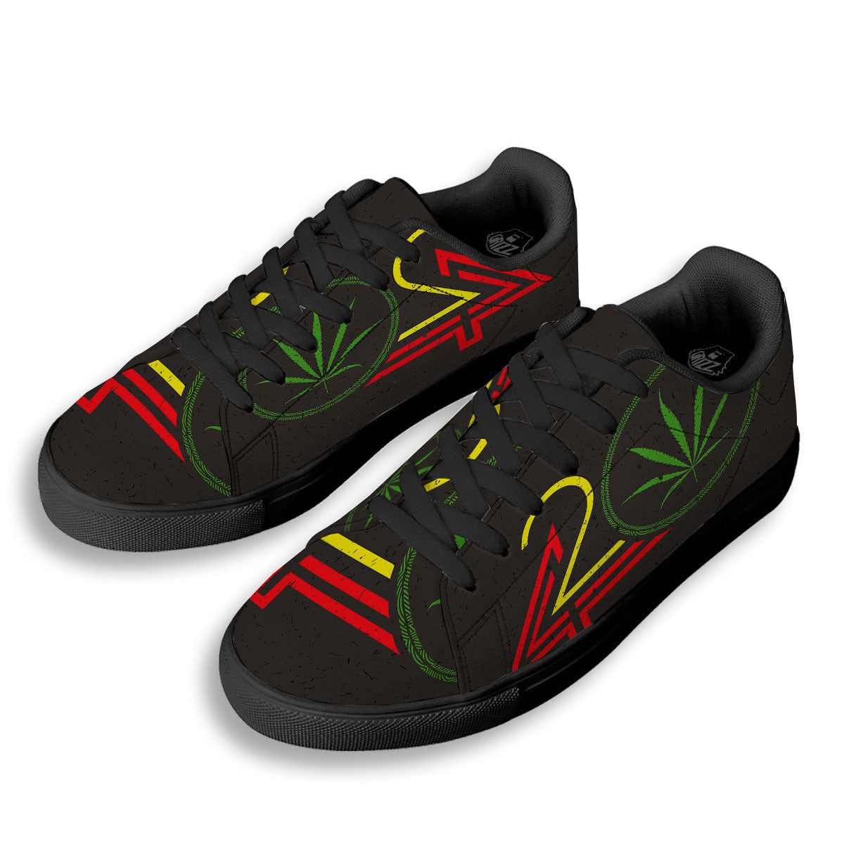 420 Rasta Print Black Low Top Sneakers-grizzshop