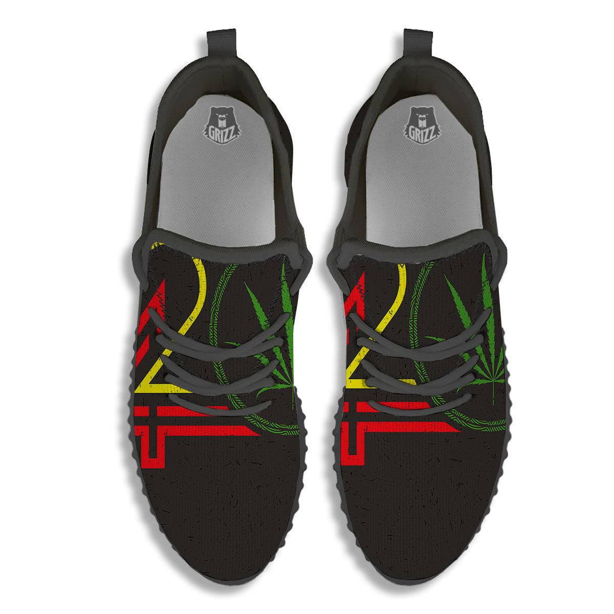 420 Rasta Print Black Walking Shoes-grizzshop