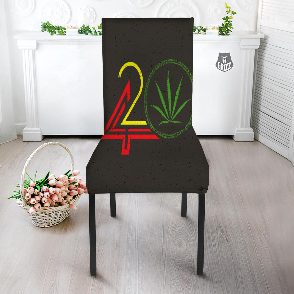 420 Rasta Print Dining Chair Slipcover-grizzshop