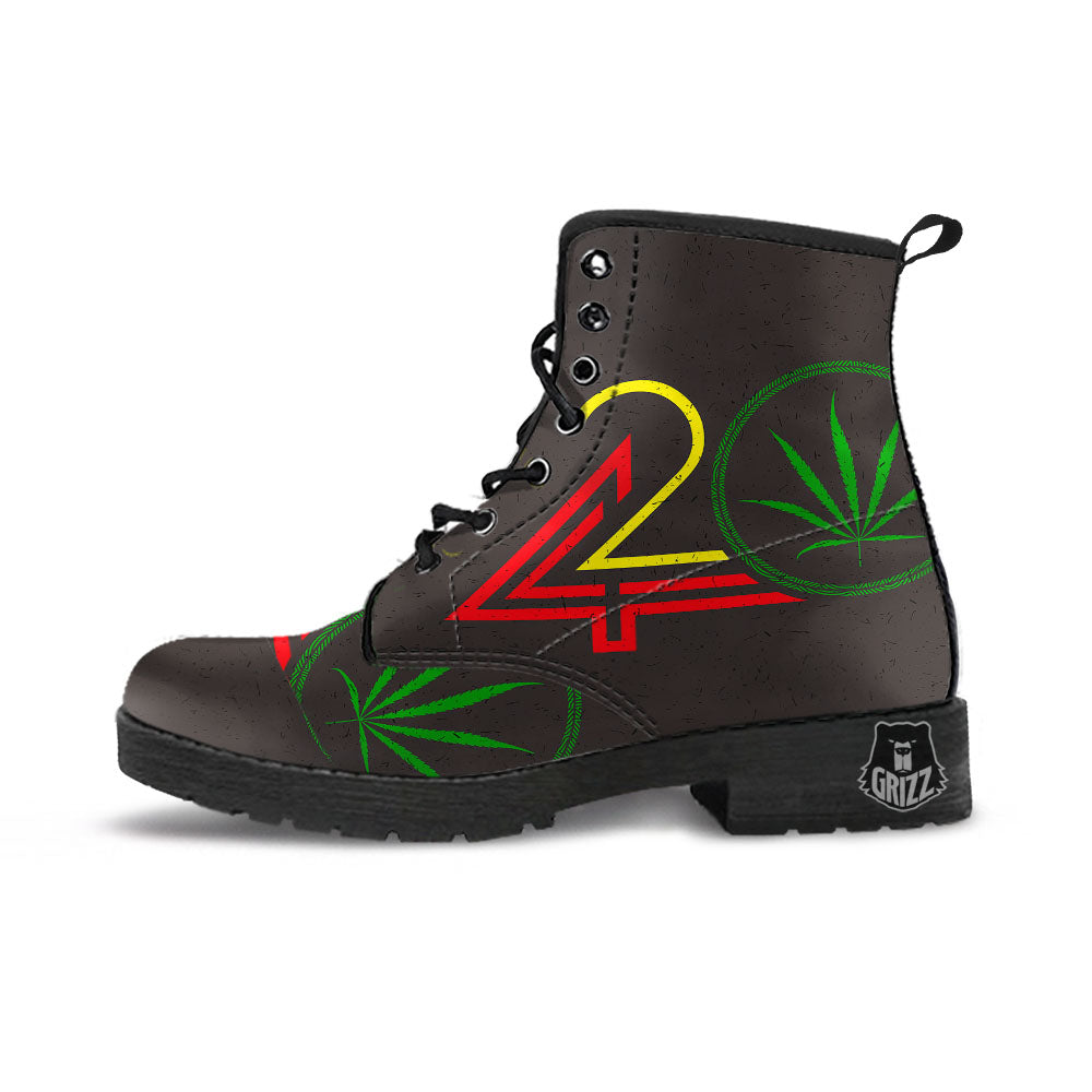 420 Rasta Print Leather Boots-grizzshop
