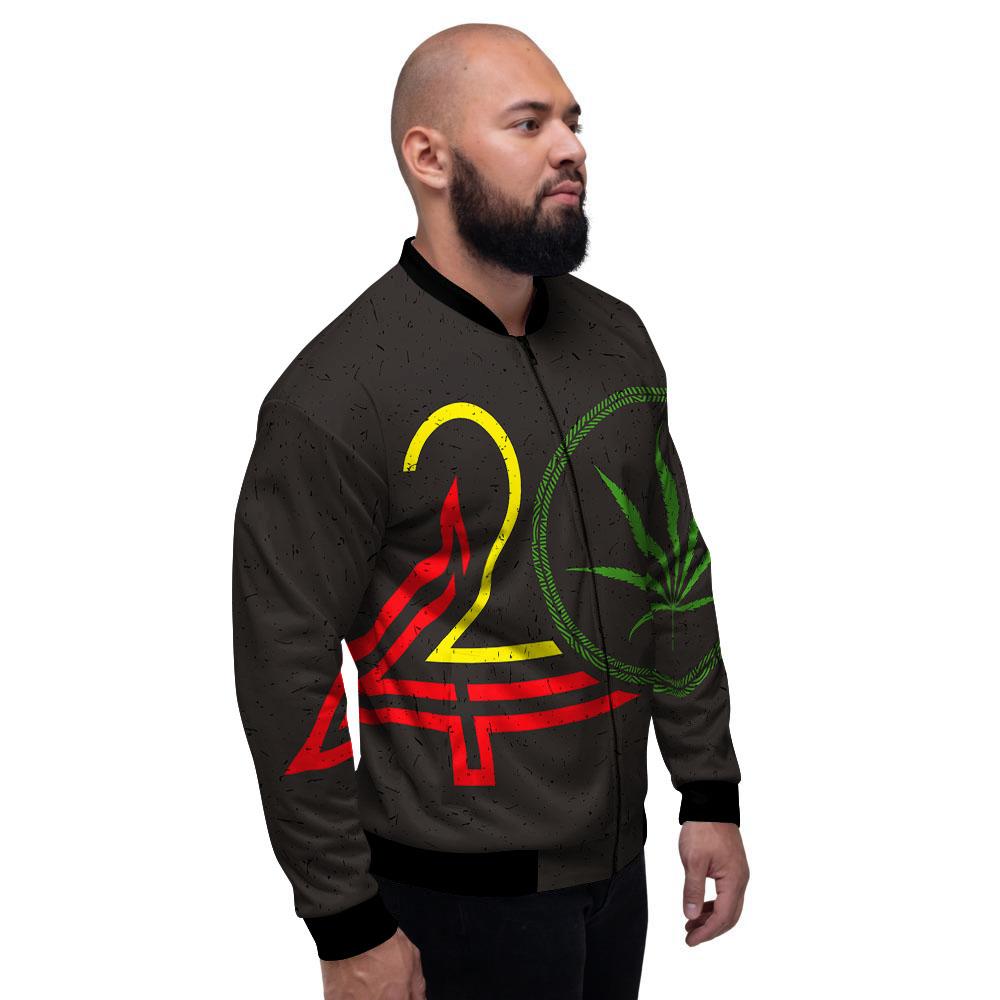 420 Rasta Print Men's Bomber Jacket-grizzshop
