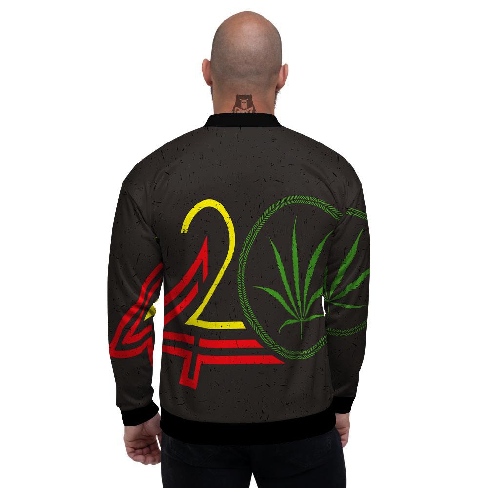 420 Rasta Print Men's Bomber Jacket-grizzshop