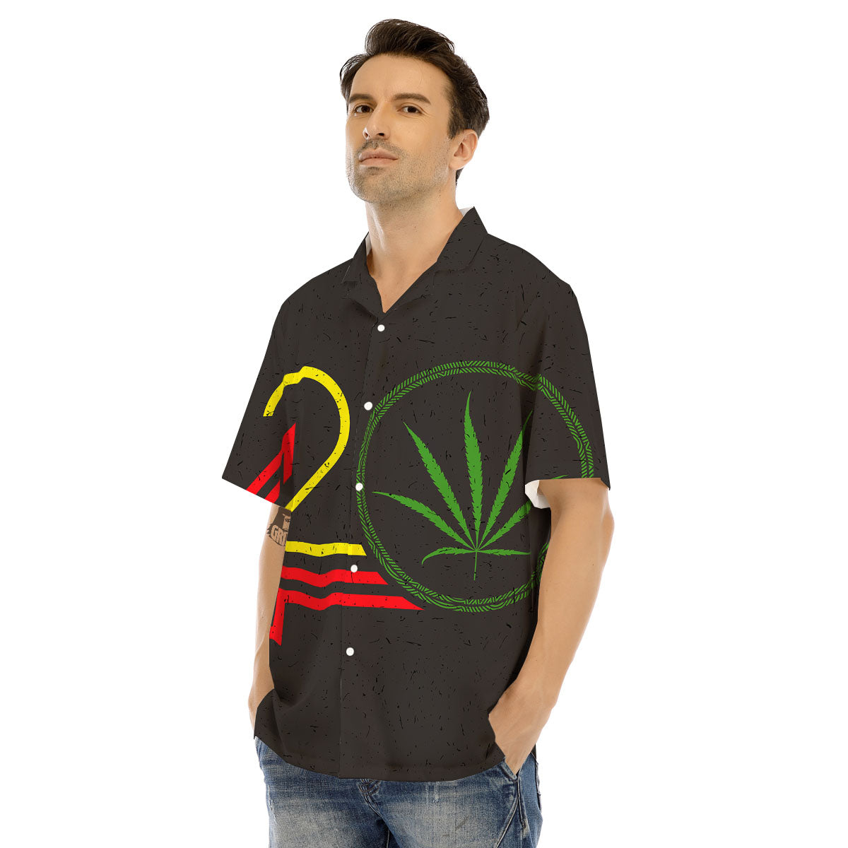 420 Rasta Print Men's Hawaiian Shirt-grizzshop