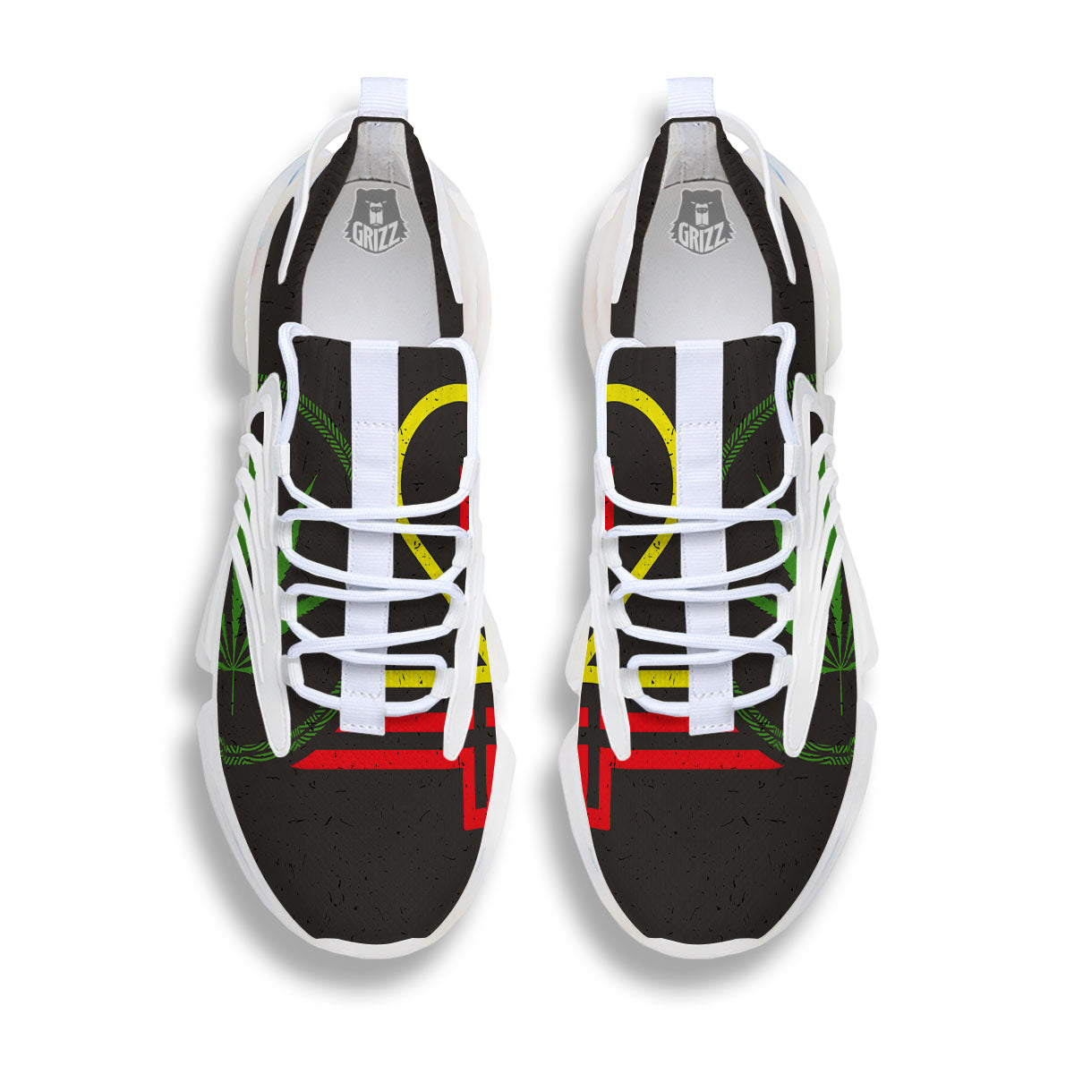 420 Rasta Print White Gym Shoes-grizzshop