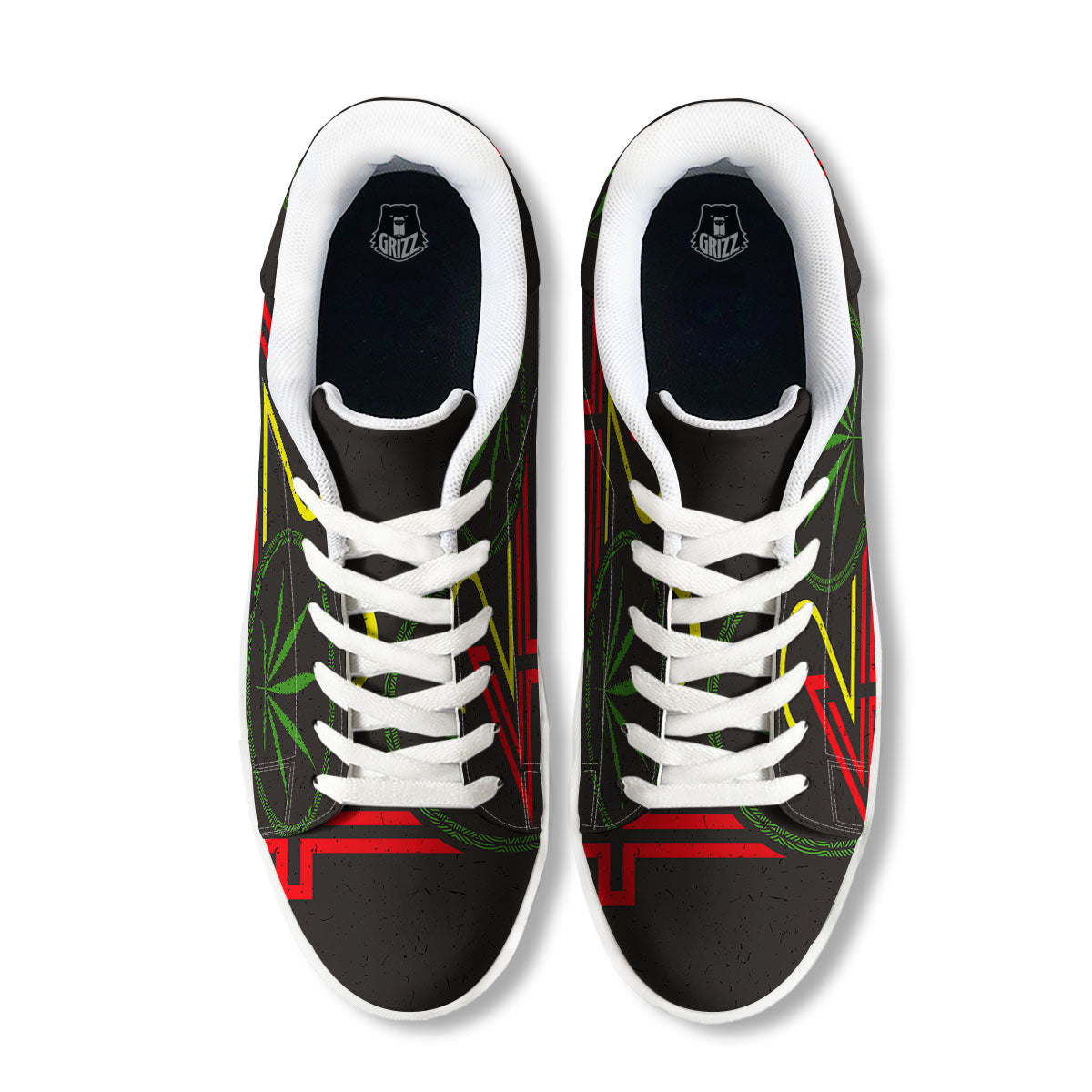 420 Rasta Print White Low Top Sneakers-grizzshop
