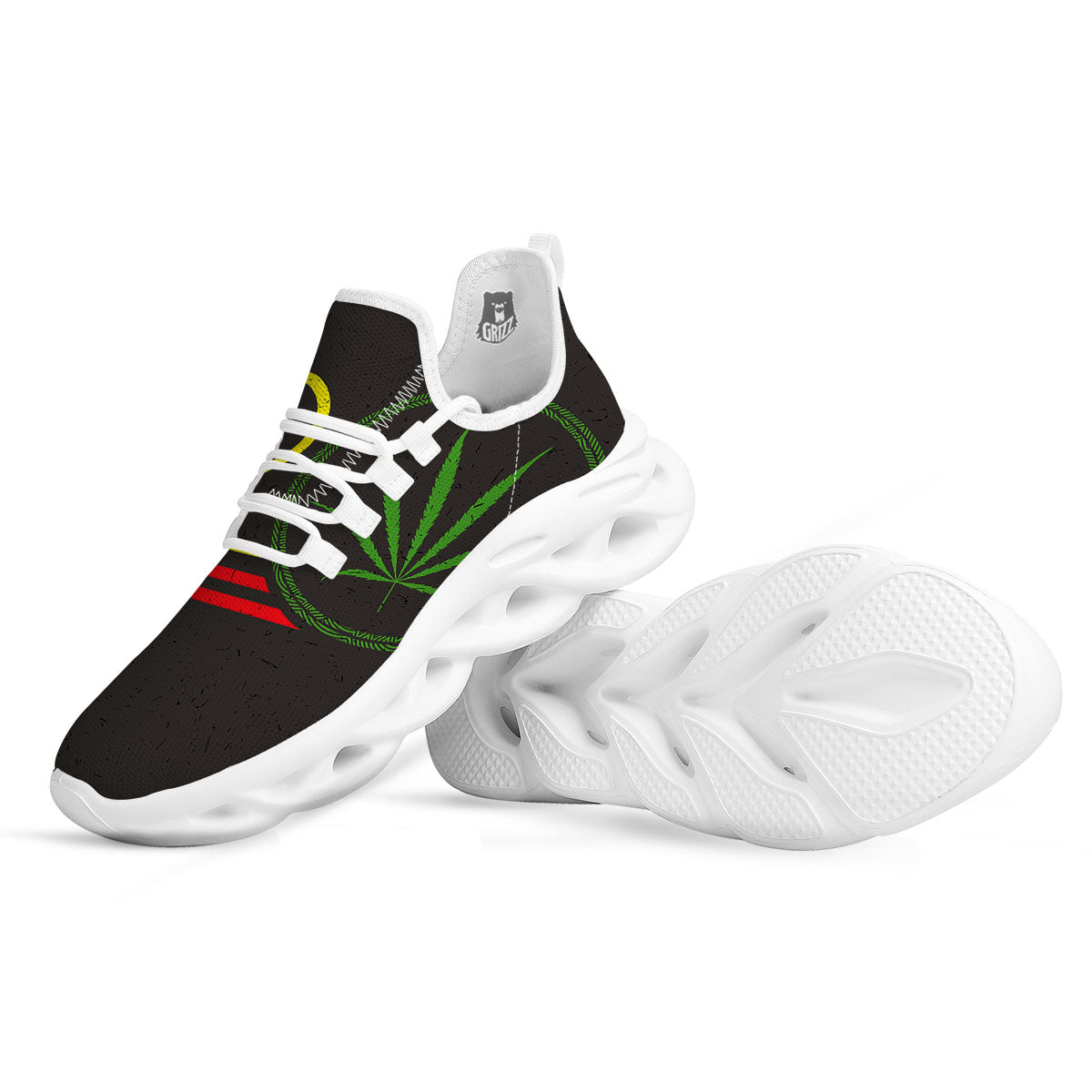 420 Rasta Print White Running Shoes-grizzshop