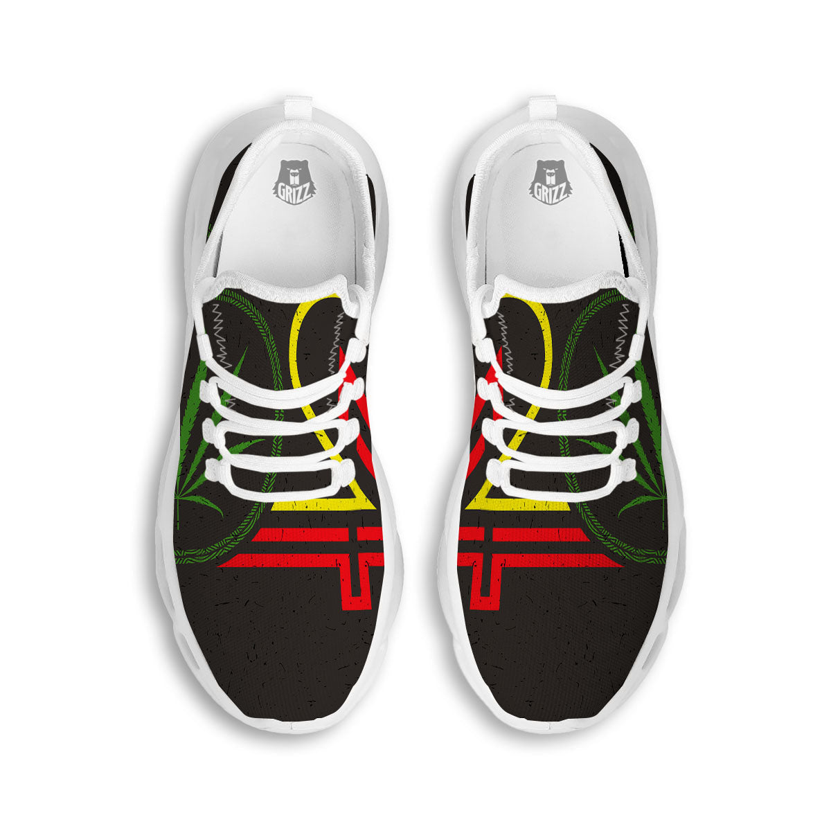 420 Rasta Print White Running Shoes-grizzshop