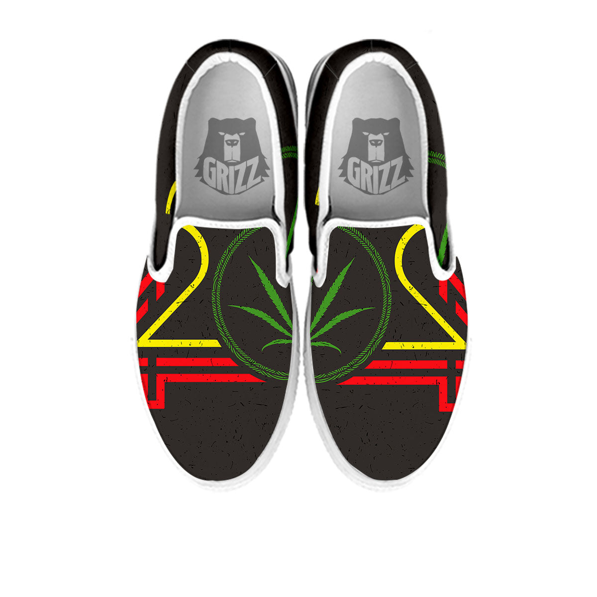 420 Rasta Print White Slip On Shoes-grizzshop