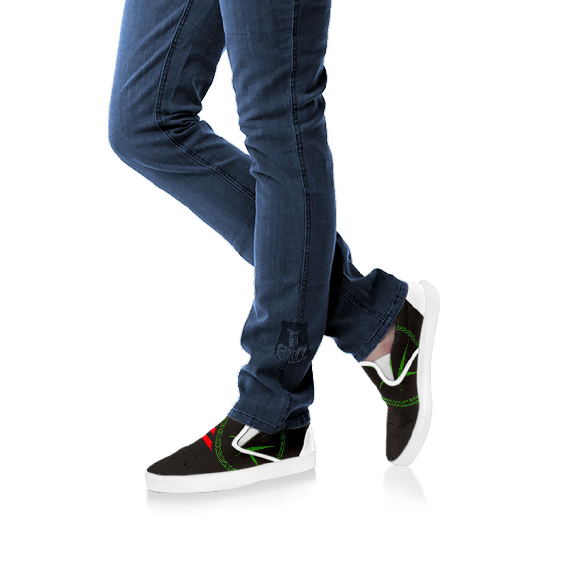 420 Rasta Print White Slip On Shoes-grizzshop