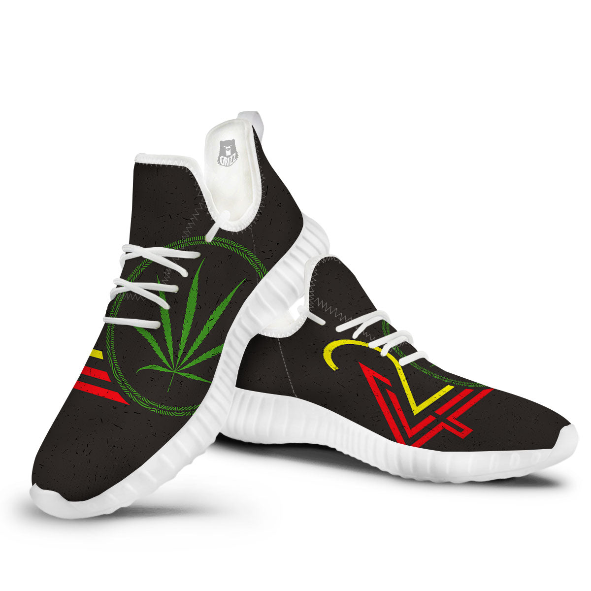 420 Rasta Print White Walking Shoes-grizzshop