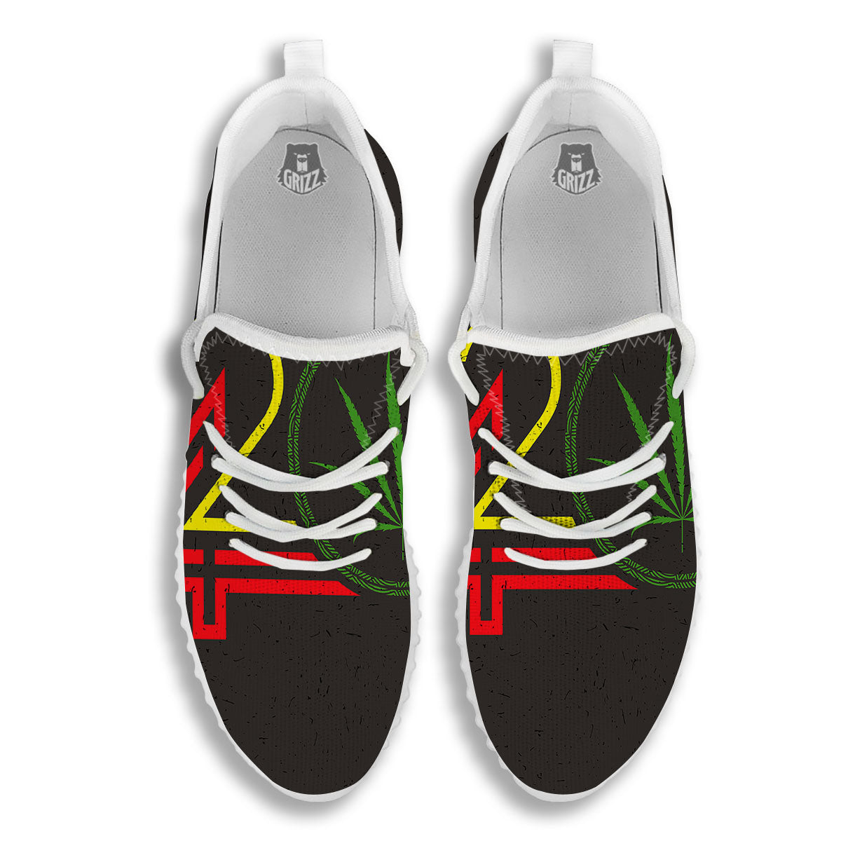 420 Rasta Print White Walking Shoes-grizzshop