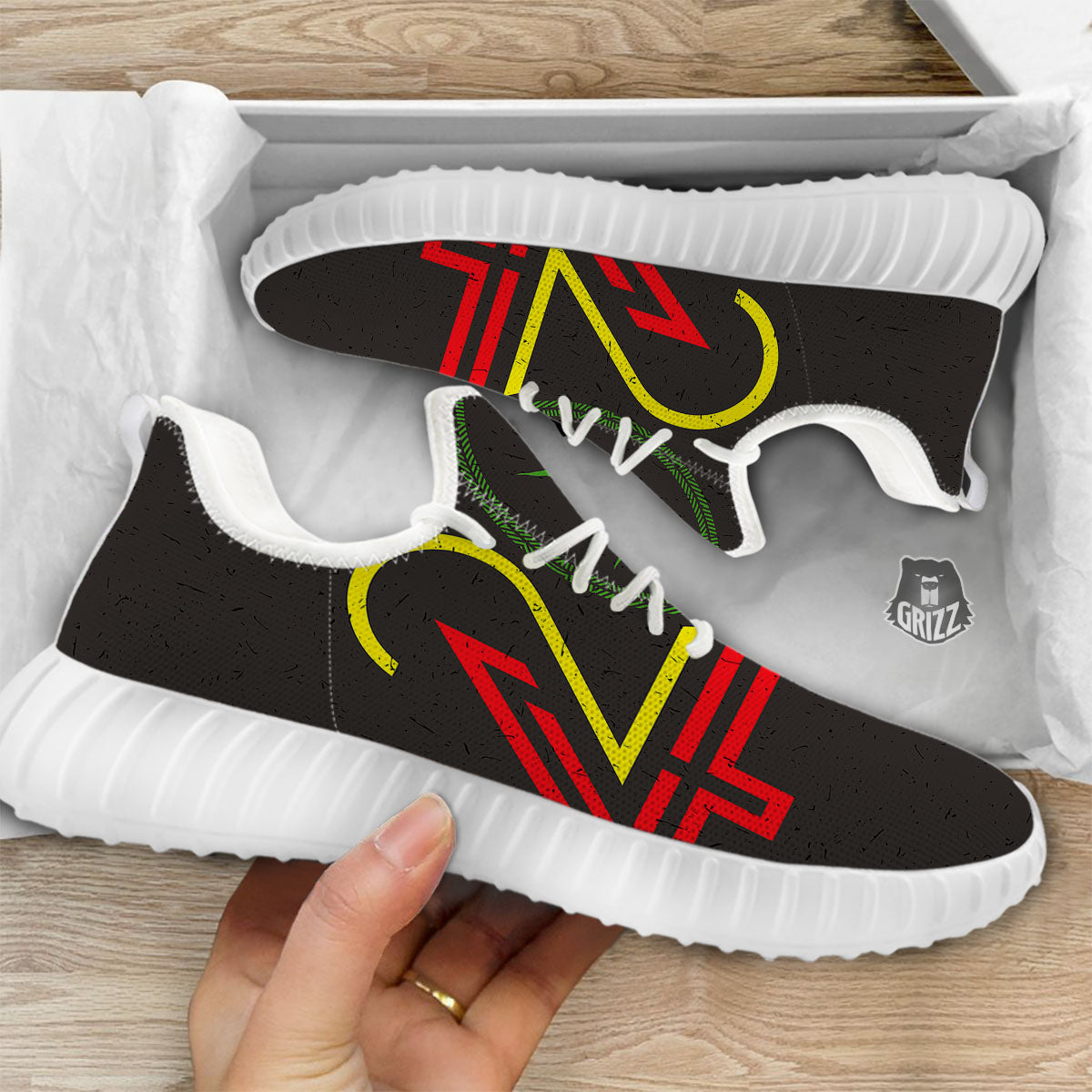 420 Rasta Print White Walking Shoes-grizzshop