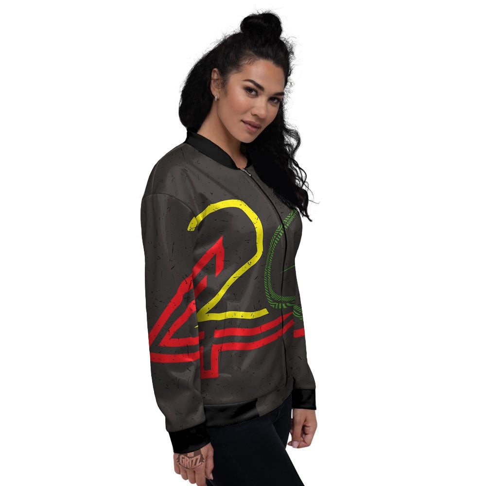 420 Rasta Print Women's Bomber Jacket-grizzshop