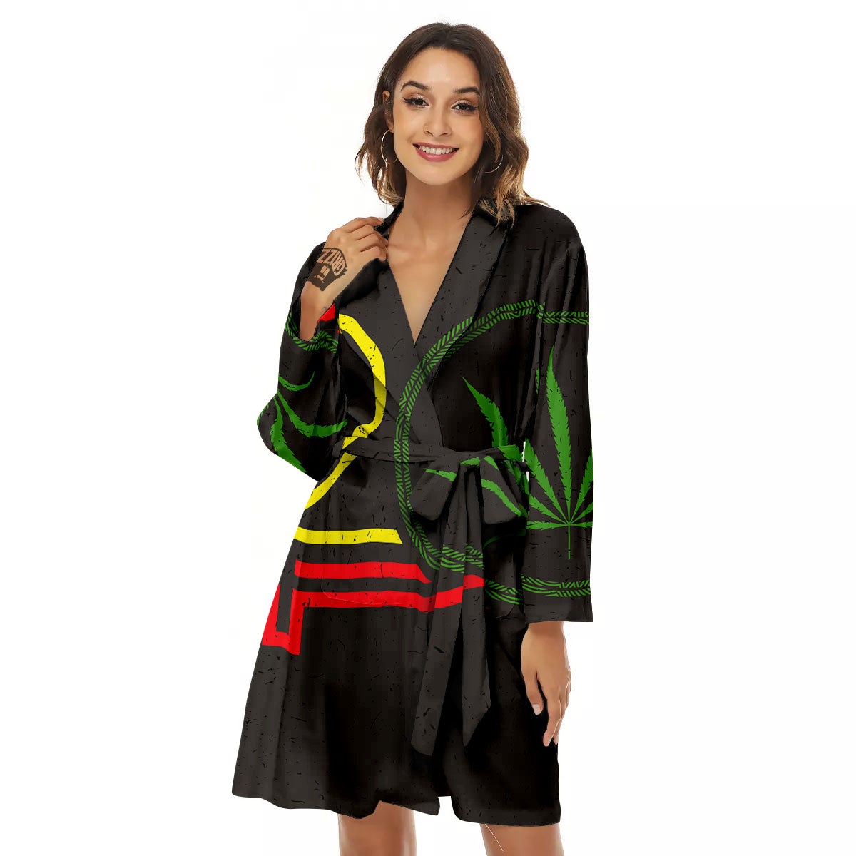 420 Rasta Print Women's Robe-grizzshop