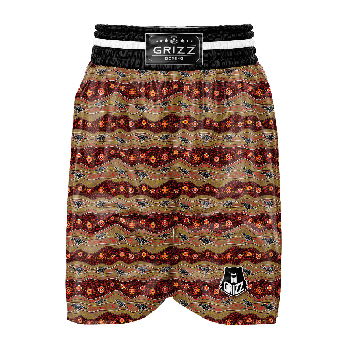 Aboriginal Australian Kangaroo Print Boxing Shorts-grizzshop