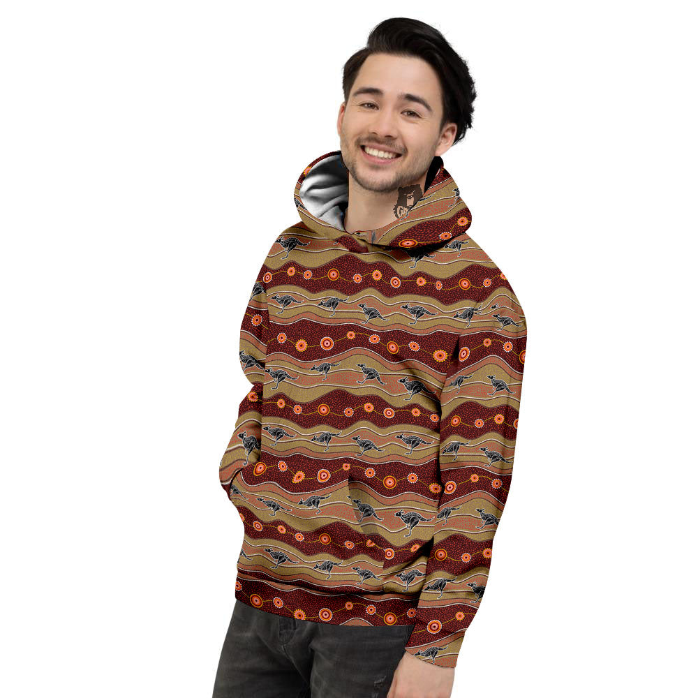 Aboriginal Australian Kangaroo Print Men's Hoodie-grizzshop