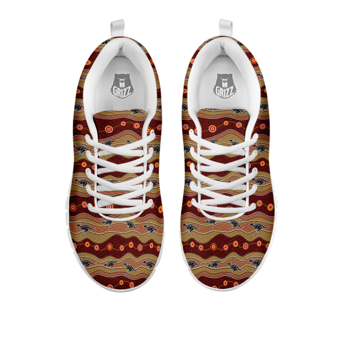Aboriginal Australian Kangaroo Print White Sneaker-grizzshop