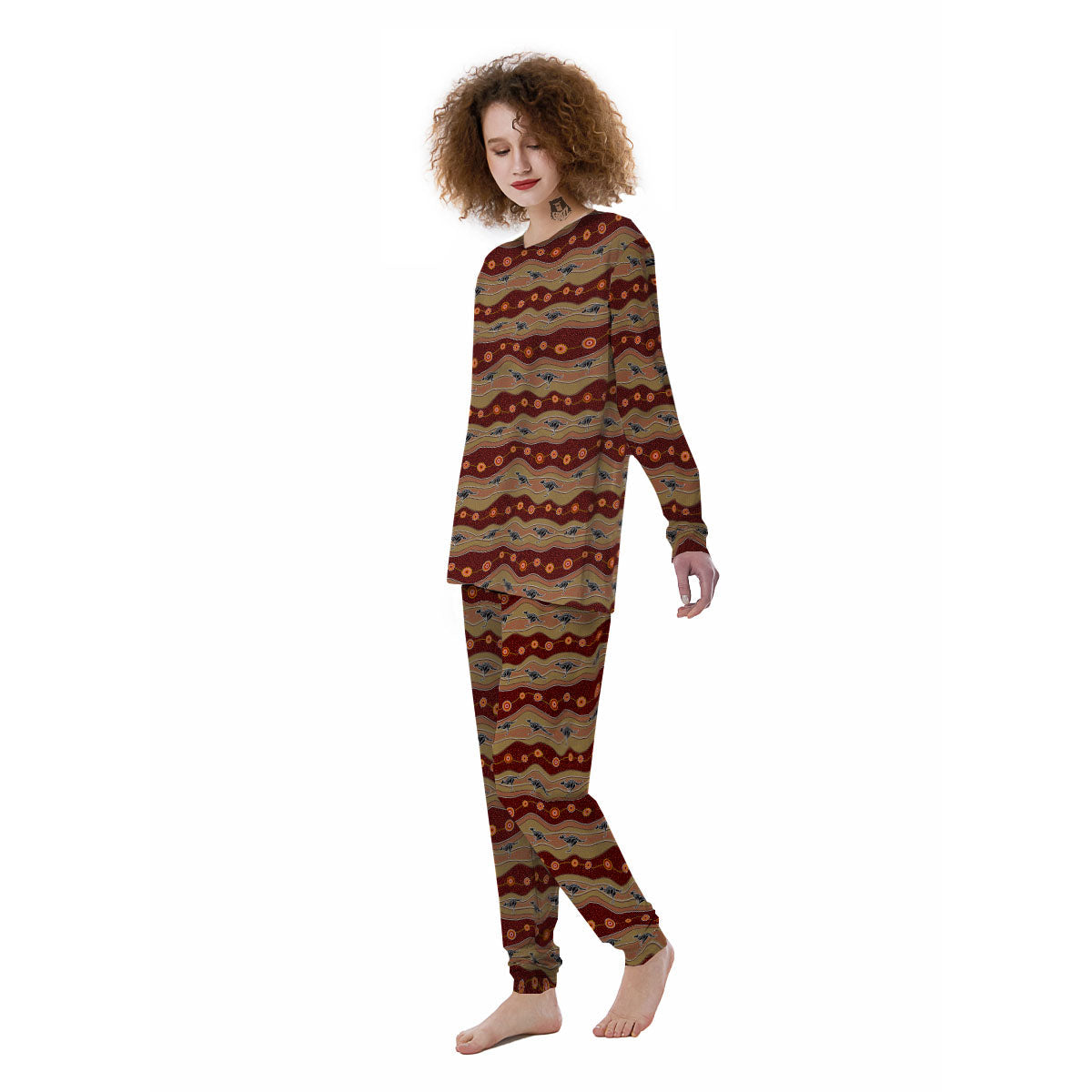 Aboriginal Australian Kangaroo Print Women's Pajamas-grizzshop