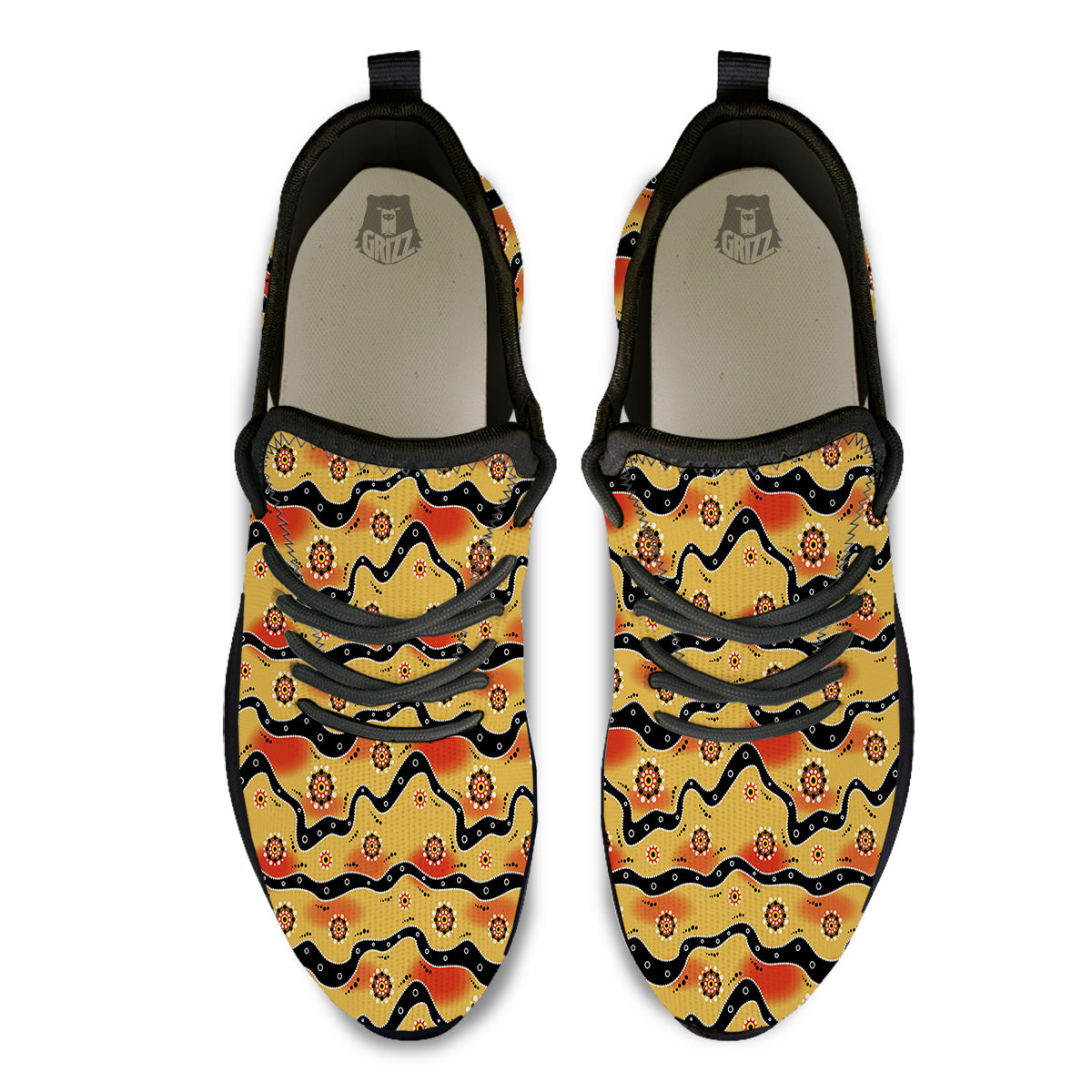 Aboriginal Australian Print Pattern Black Athletic Shoes-grizzshop
