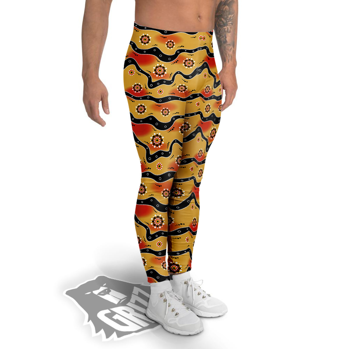 Aboriginal Australian Print Pattern Men's Leggings-grizzshop