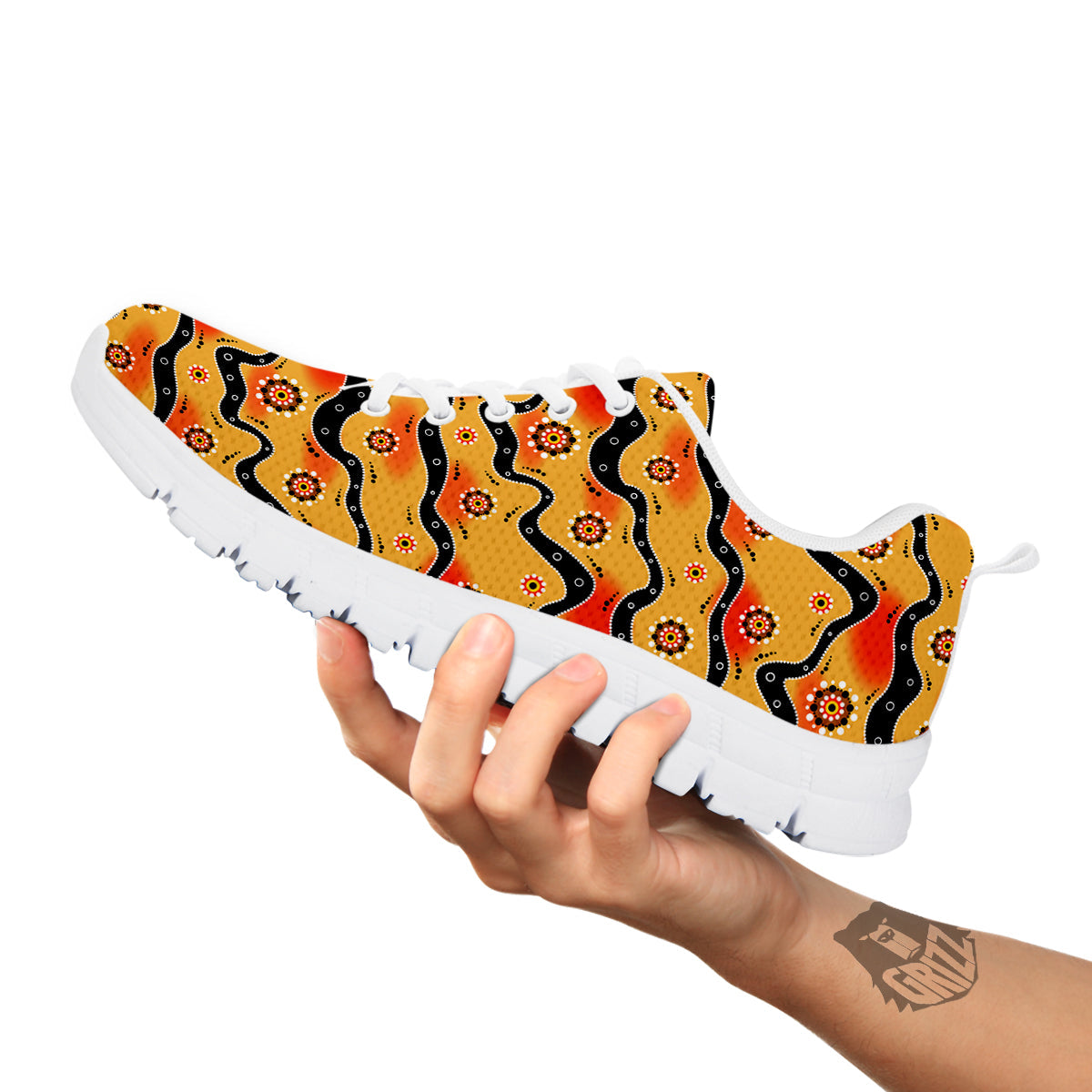 Aboriginal Australian Print Pattern White Sneaker-grizzshop